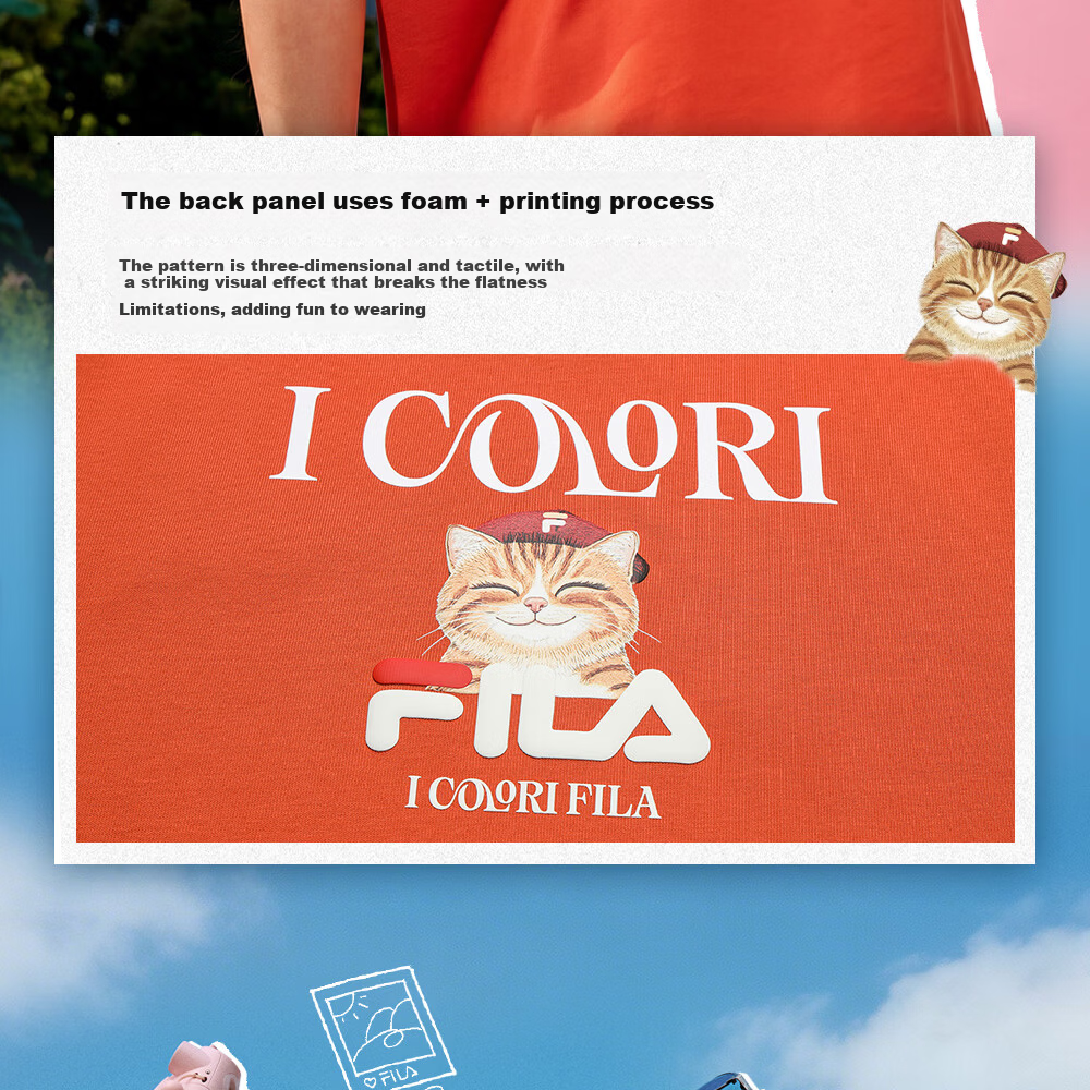 FILA Official 2026 Summer Couple Short Sleeve T-Shirt Casual Loose Fit Cotton Cat Knit Tee 9