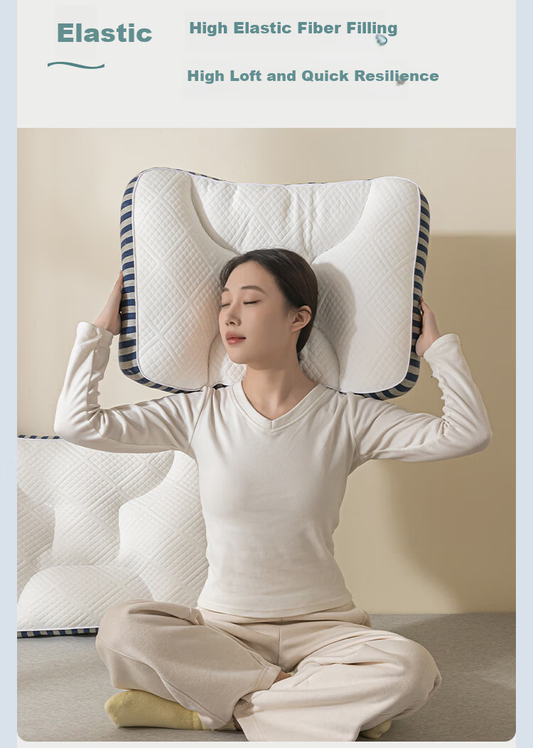SOMERELLE Deep Sleep SPA Traction Neck Pillow Cervical Pillow for Deep Sleep Cervical Spondylosis Pillow Core Pair Set 4