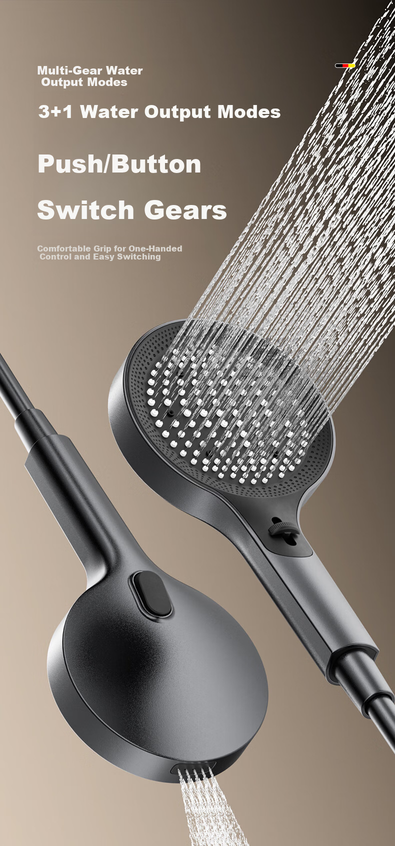 HOMK German Shower Set High-Pressure Shower Head with Hose Bathroom Shower Sprayer 2