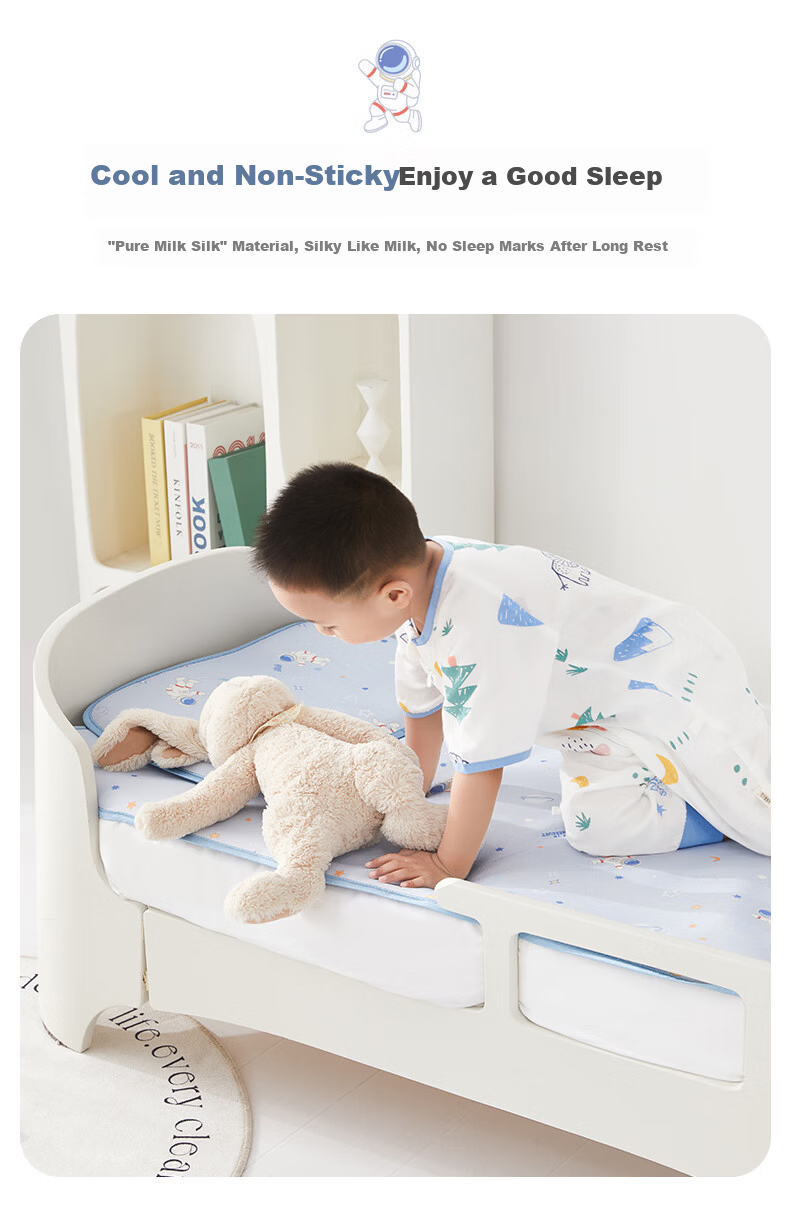 MERCURY Kids Rainforest Sound Baby Cooling Mat Ice Silk Baby Crib Washable (Antibacterial Cooling) 65cm×120cm 4