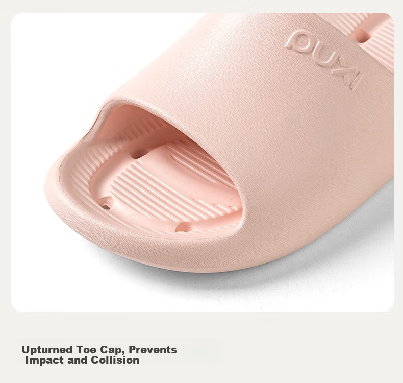 Puxi Wave-Breaking Slip-On Bathroom Non-Slip Water-Draining Shower Quick-Dry Slippers Star Moon White Size 35-36 8