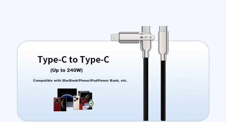 Oumake 4-in-1 Charging Cable Fast Type-C Multi-Function Car Charger Compatible with iPhone 17/16/15/14, Xiaomi, Huawei, iPad, Laptop 2m 6