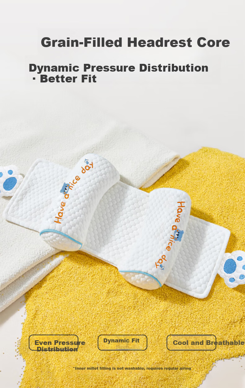 Ipoosi Baby Millet Shaping Pillow 0-6 Months Round Head Sleep Anti-Flat Head Removable Washable Newborn Adjustable Pillow 5