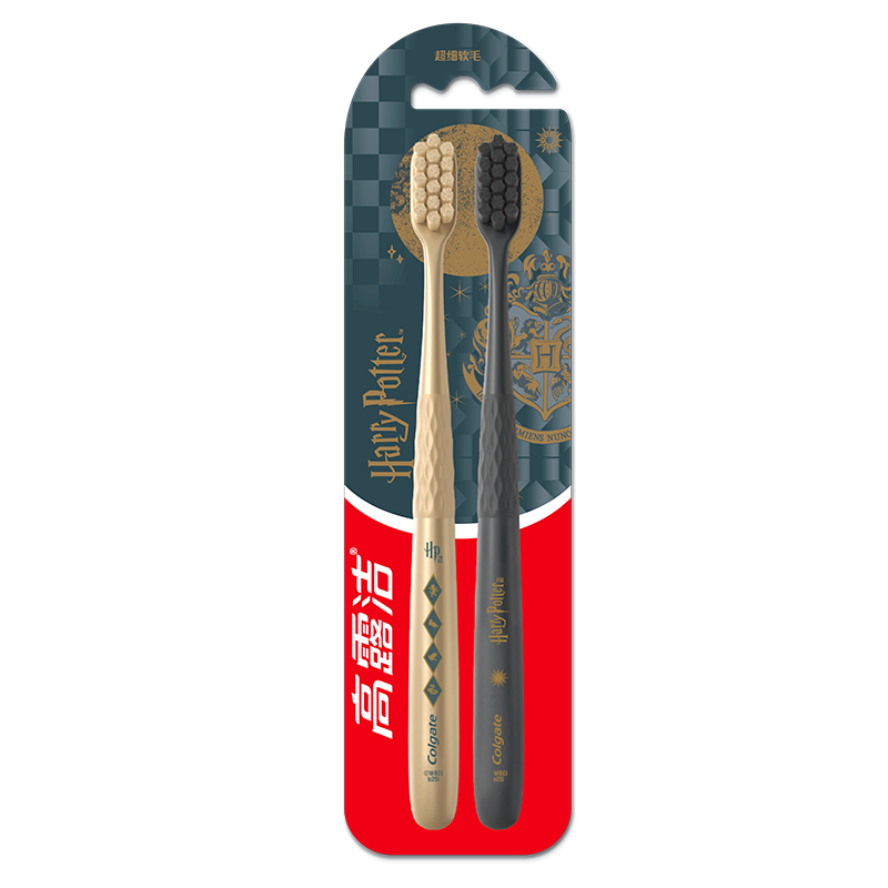 Colgate Harry Potter Collaboration Plush Magic Soft Bristle Toothbrush Set of 2 Adult Toothbrushes Deep Cleaning Gum Care