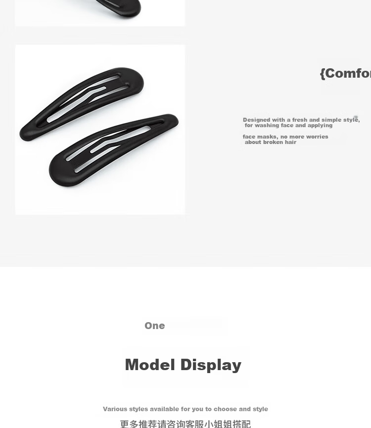 M2KA Matte Hair Clips for Women New High-End Large Size BB Clips for Thick Hair Side Bang Clips Black 5 Pieces 4