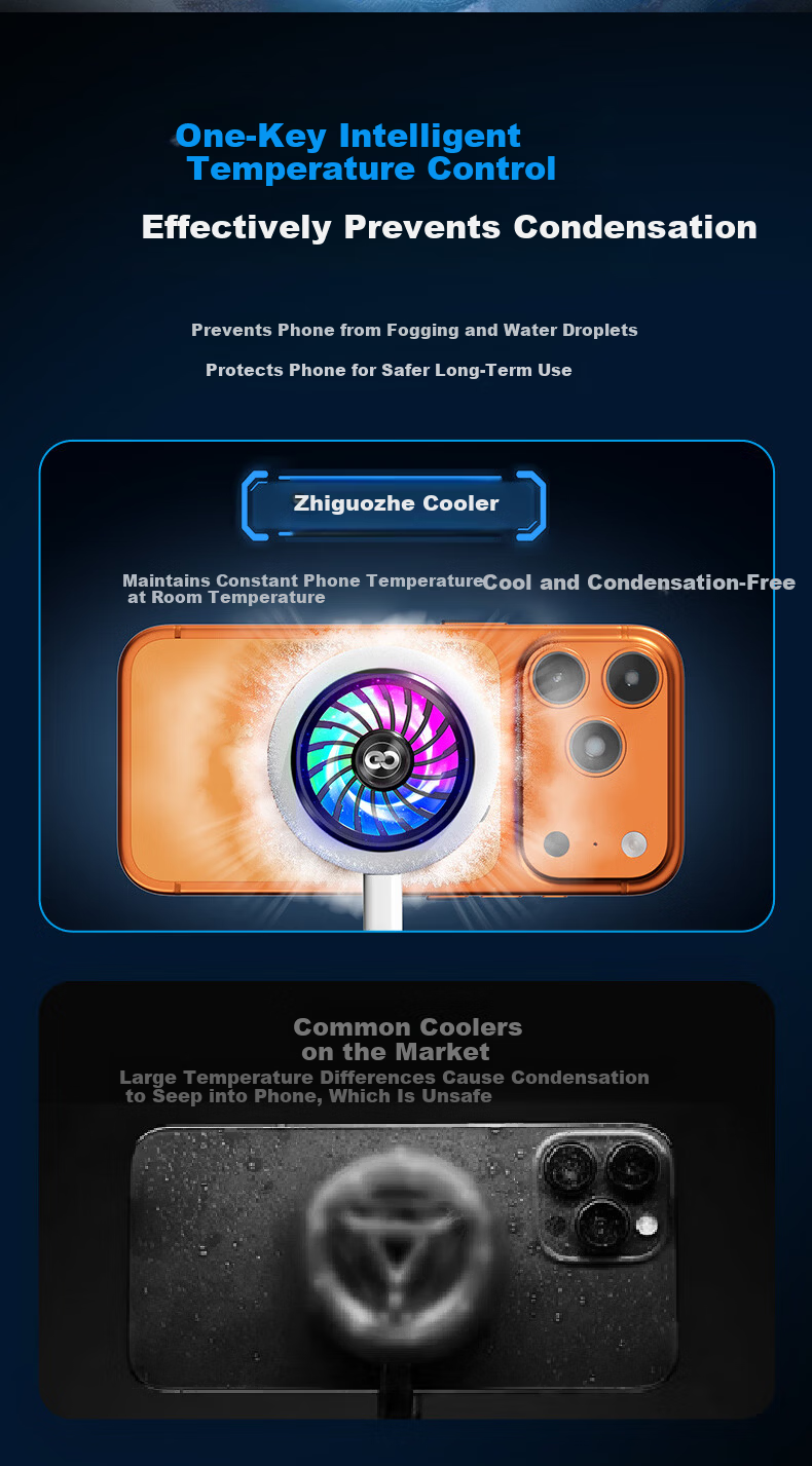 Zhiguozhe Top-Ranked Magnetic Cooling Clip Phone Cooler Semiconductor Cooling Pad for Gaming Live Streaming Compatible with Apple and iQOO 9