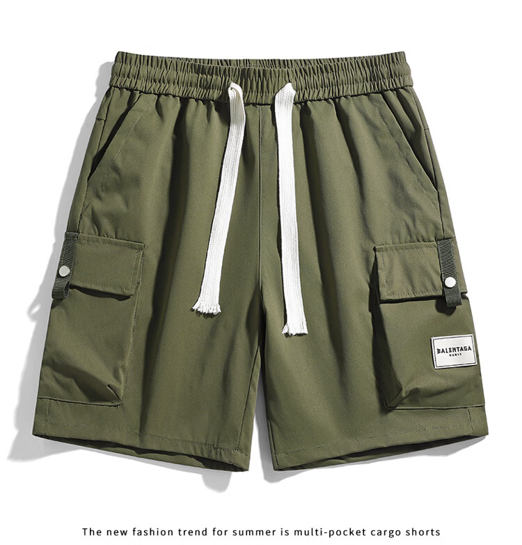 GLM Men's Summer Casual Cargo Shorts Loose Fit Trendy Five-Point Pants 13