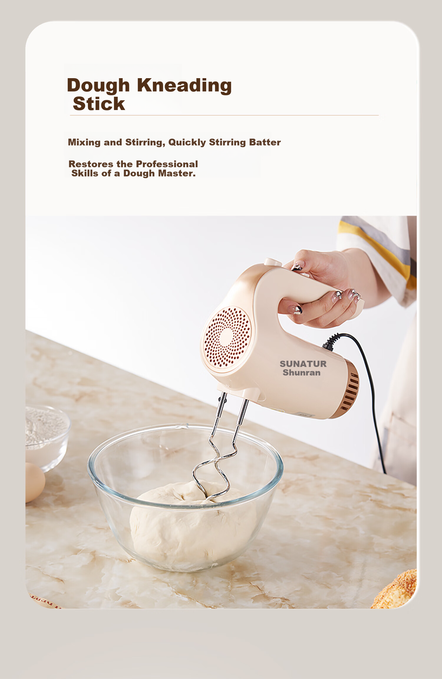 Shunran [Price Protection 618] Electric Egg Beater Baking Tool Cake Cream Whisk Mixer Food Processor 300W High Power Four-Whisk SRZ-1830B 7