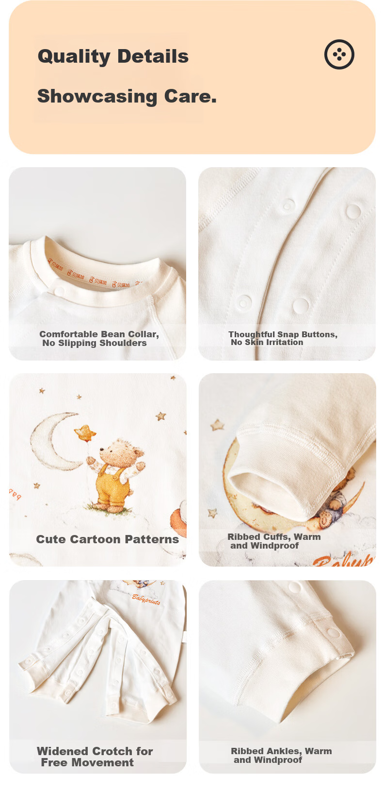 Babyprints Newborn Cotton Romper Soft Long Sleeve Unisex Baby Jumpsuit Size 80 7