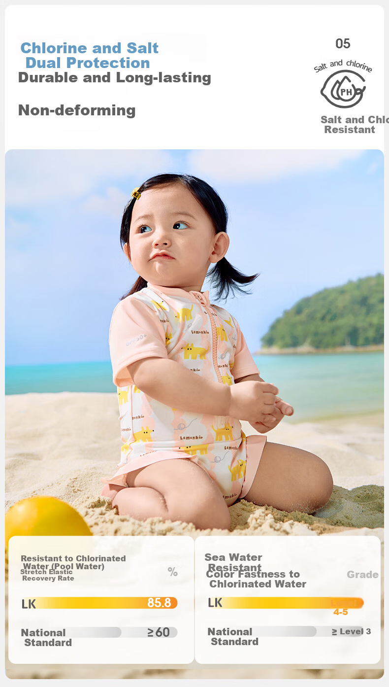 Lemonkid Baby Swimwear Unisex Kids Sun Protection Short Sleeve One-Piece Swimsuit Cute Toddler Swimwear 8