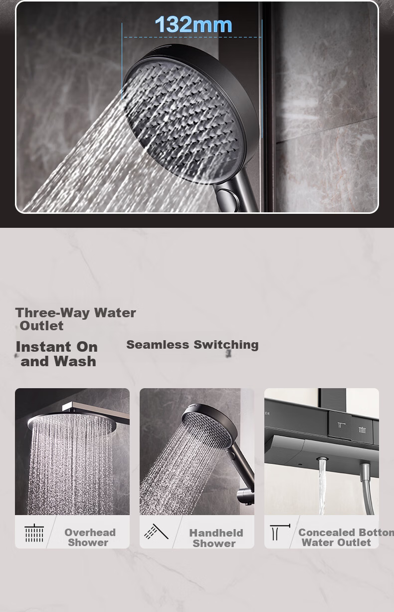 KOHLER Smart Shower Set Rain God 2.0 Thermostatic Shower SH30E Shower Head Home Edition Shadow Gray 8