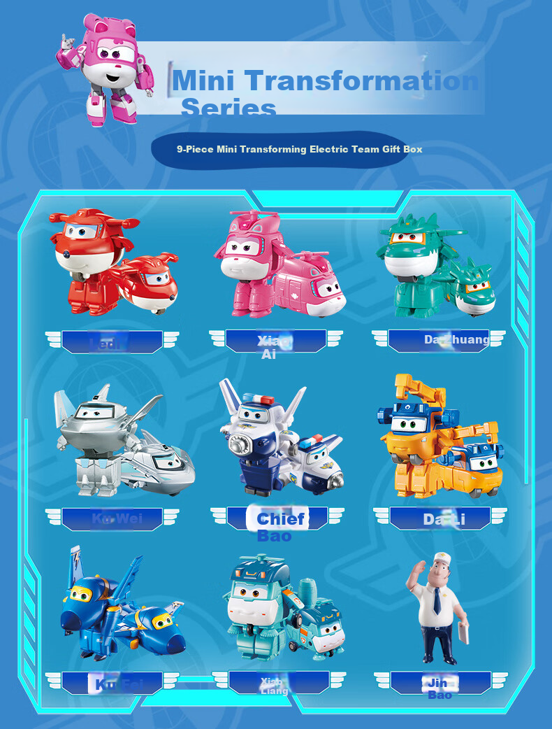 AULDEY Super Wings 13-Piece Interstellar Guardian Transforming Robot Toy Gift Set for Kids 13