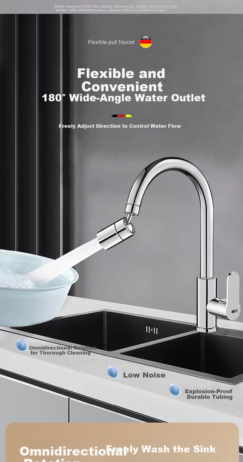 Del 28-Year Brand Kitchen Faucet Hot and Cold Adjustable 2-in-1 360° Rotatable Splash-Proof Faucet CFLT-LR 3