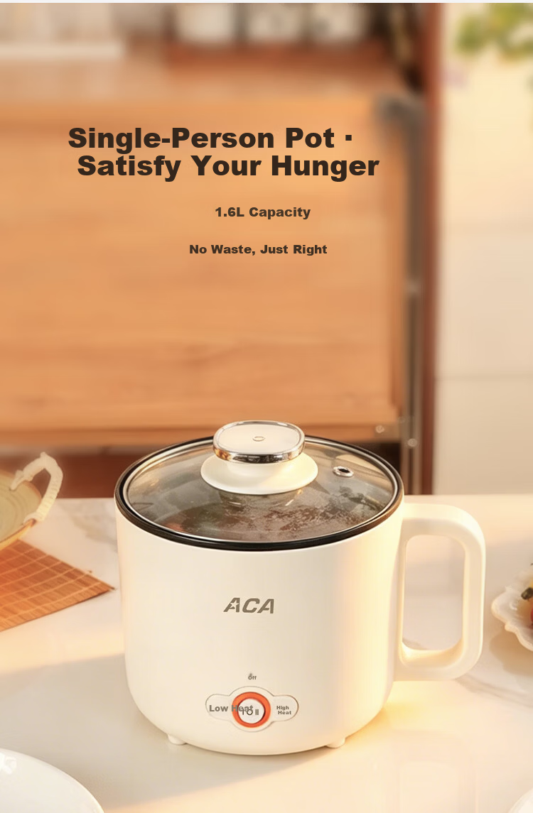 ACA Price Protection 618 Electric Cooking Pot Dormitory Small Electric Pot Electric Steamer Student Dormitory All-in-One Instant Noodle Mini Hot Pot Multifunctional Electric Heating Pot Z100 5