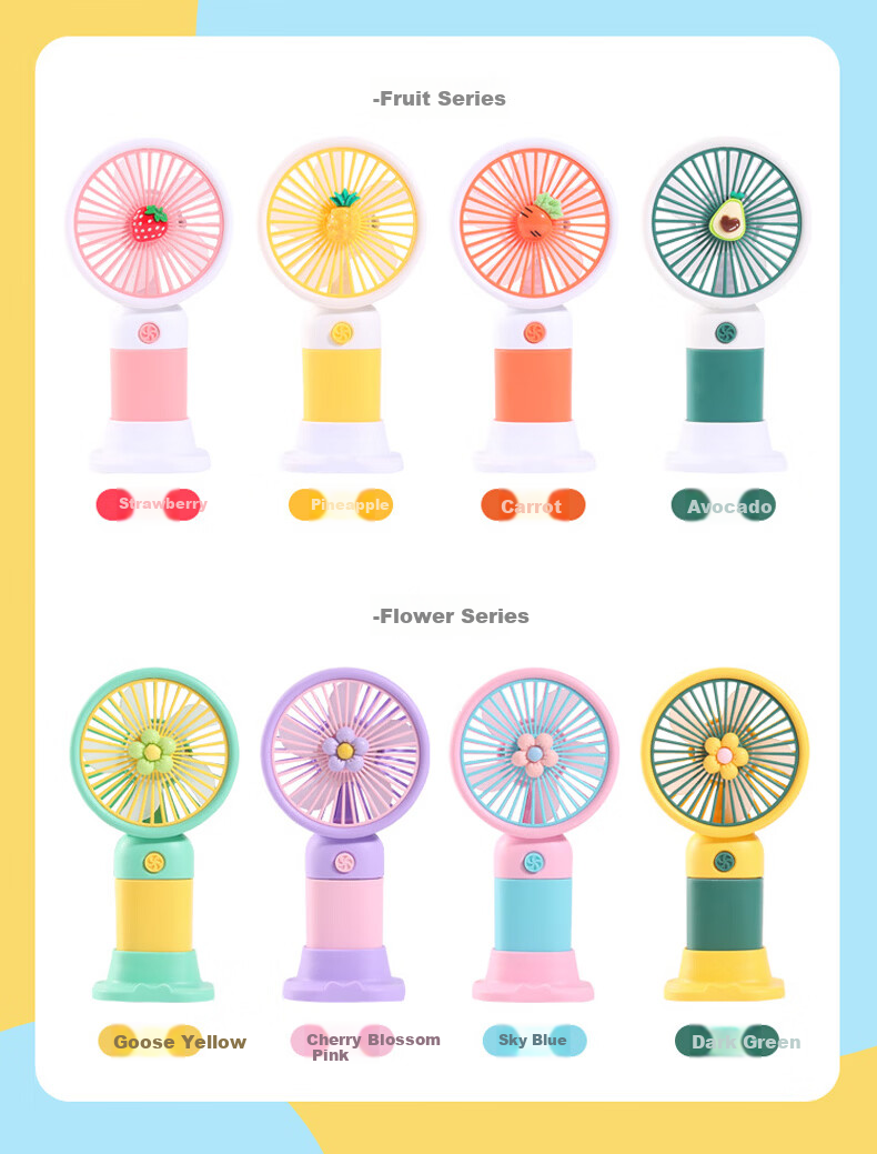 Gelite Handheld Mini USB Desk Fan Quiet Small Electric Fan Portable Rechargeable Yellow-Green for Dormitory Office Kids 13