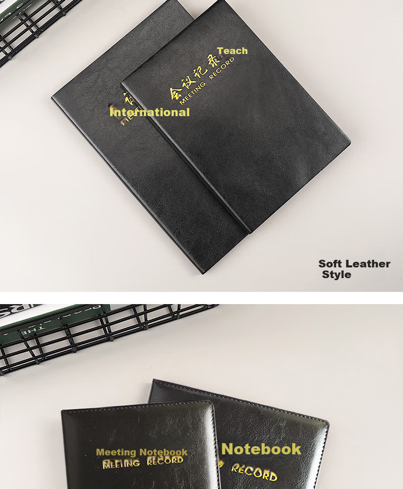 Xuchenwenju Business Meeting Notebook, B5 Leather Cover Soft Notebook, 96 Pages 192 Sheets, Office Meeting Journal, Meeting Minutes Record Book, 18K Work Diary with Customized Logo 4