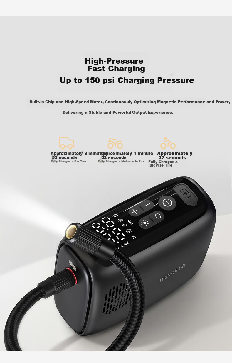 Honor Car Air Pump Portable Wireless Inflator for Car and Bicycle Tires 3