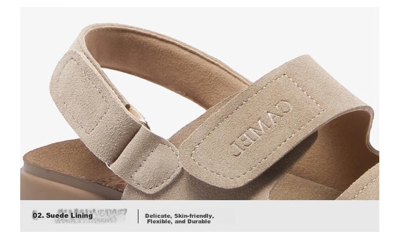 CAMEL Birkenstock Women's Cool Beach Sandals Suede Velcro Sandals L26M504021 Pink Size 38 2