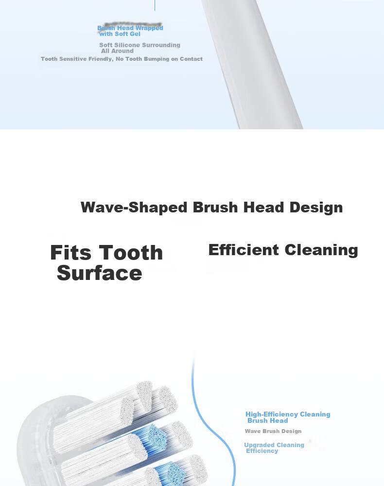 Honor Choice SEAGO Electric Toothbrush Head [New] Compatible with AI30/AI50 Replacement Brush Heads, Efficient Cleaning, Shock-Absorbing Soft Rubber, Gum Care, Wave Design Brush Head 5