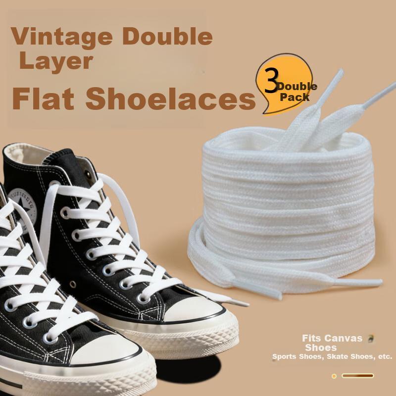 Huabaochi Flat Wide Thickened Double-Layer Polyester Cotton Shoelaces for Men and Women Converse 1970s Canvas Shoes Nike Air Force Basketball Shoelaces
