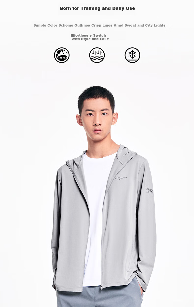 Erke Men's Summer Sun Protection Jacket Quick-Dry Ice Cooling Breathable UPF80+ Hooded Windbreaker Outdoor Sports Jacket 3