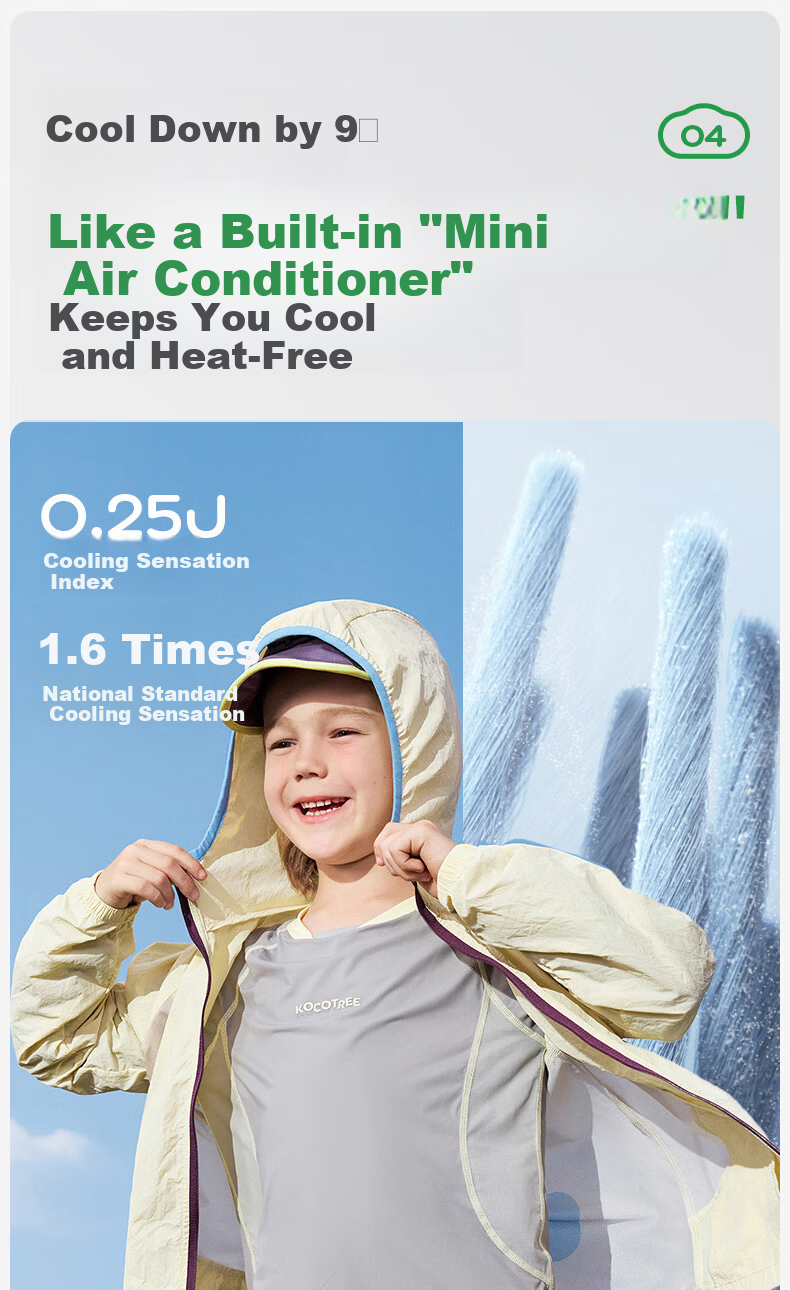 Kocotree KK Tree Kids Sun Protection Jacket Cooling Breathable Outdoor Hooded Sunproof Mesh Shirt for Boys and Girls 4