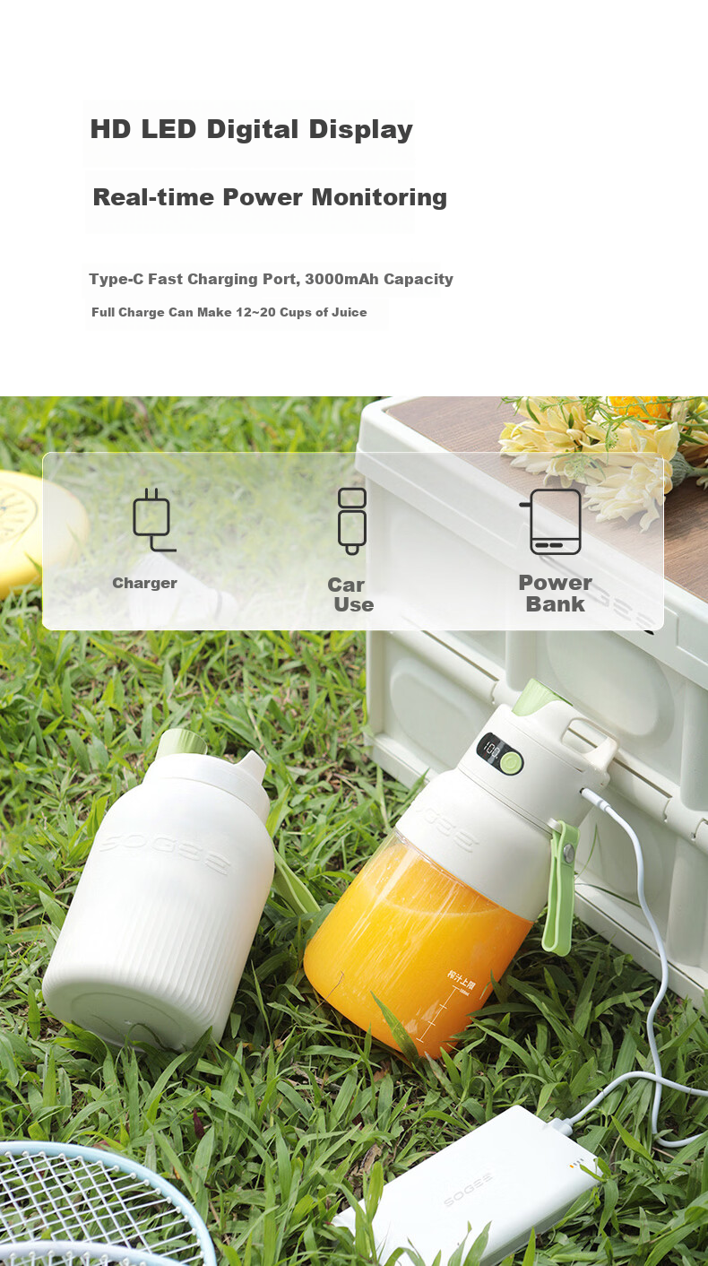 XiaoZhi New Release Portable Wireless Mini Juicer Blender Ice Crushing Juice Cup Large Capacity Fruit Vegetable Smoothie Maker GB05P 9