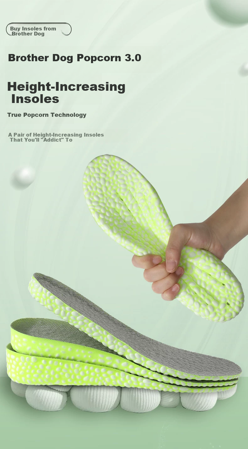 Gouge Popcorn Hidden Heel Lift Insoles for Women, Comfortable Height Increase - 3.5cm, Size 37-38 1