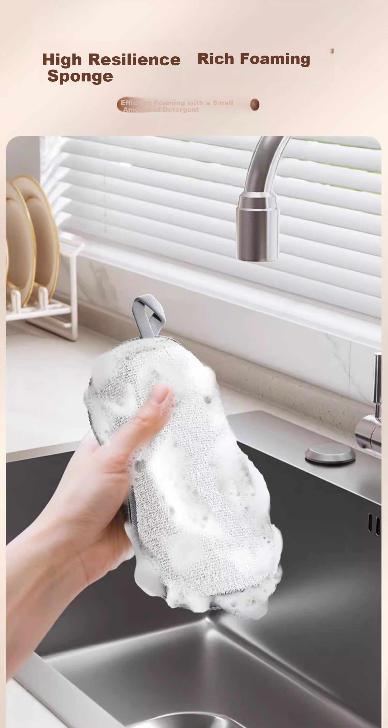 Besnay Long Handle Pot Cleaning Brush with Suction Cup Non-Stick Pan Scrubber Kitchen Dishwashing Brush 5