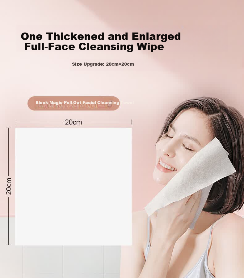DAMAH DARK MAGIC Facial Cleansing Cotton Soft Towels Extra Large Thick Dual-Use Wet and Dry 80 Sheets*5 Packs (95g/m²) 20*20cm 5