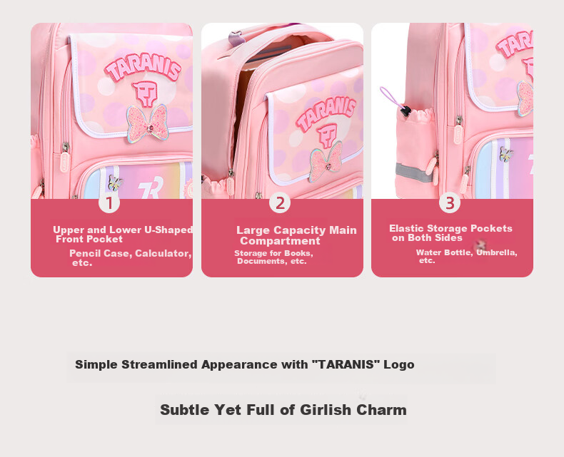 TARANIS Gina Recommended Children's School Backpack for Grades 1-3-6, Lightweight, Ergonomic, Large Capacity Double Shoulder Bag 8