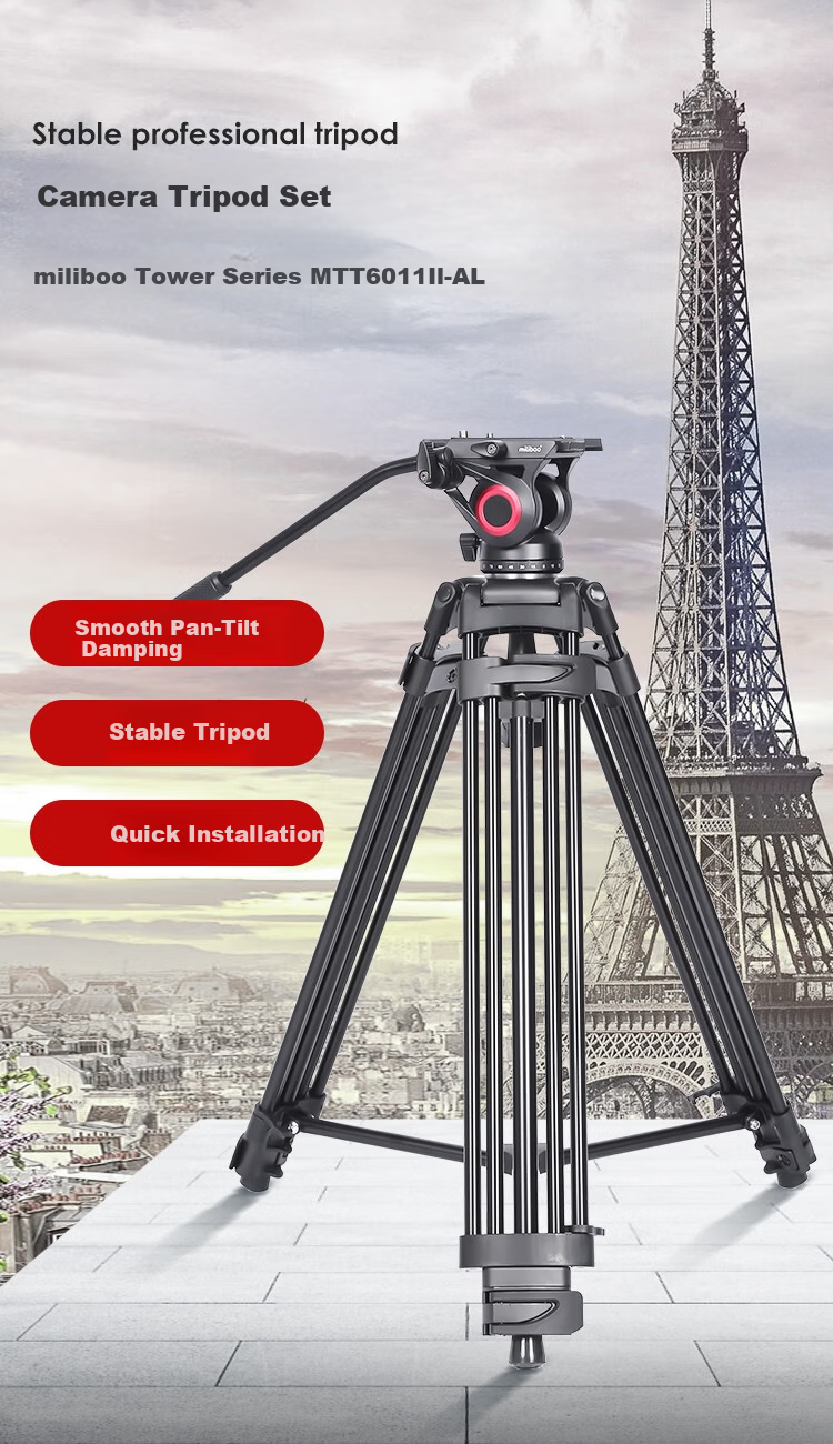 Miliboo MTT601II-AL Professional Camera Tripod Camera Stand DSLR Photography Tripod Hydraulic Damping Fluid Head Kit 1
