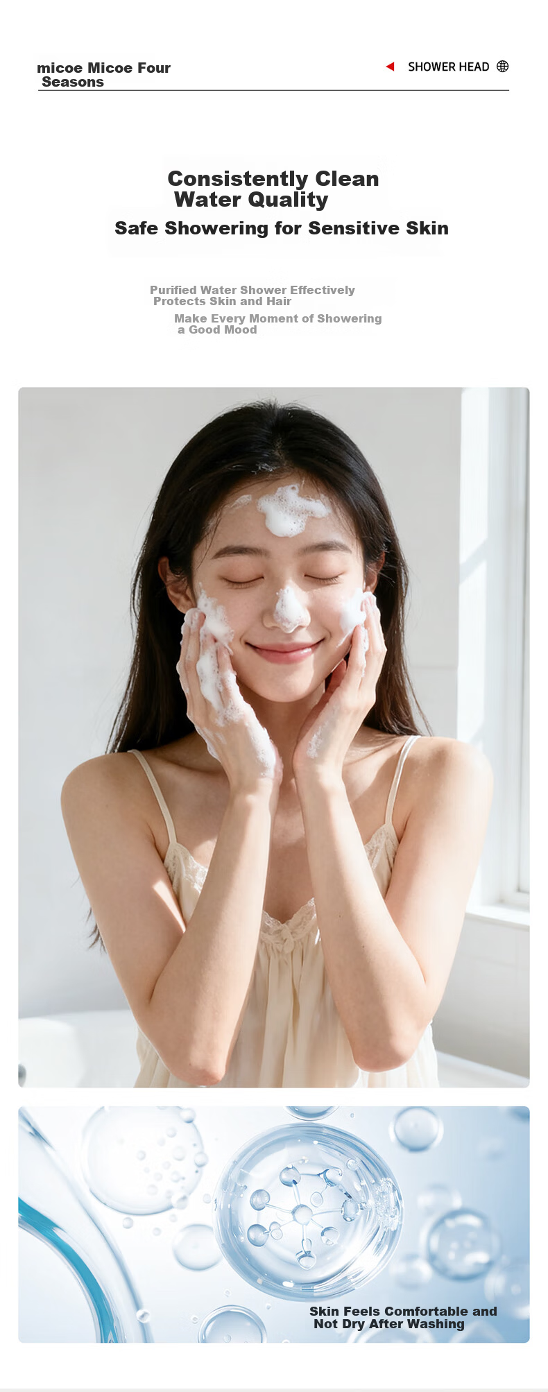 MICOE Shower Handheld High-Pressure Sprayer Multi-Function Large Panel Shower Head Bathroom HS6H 9