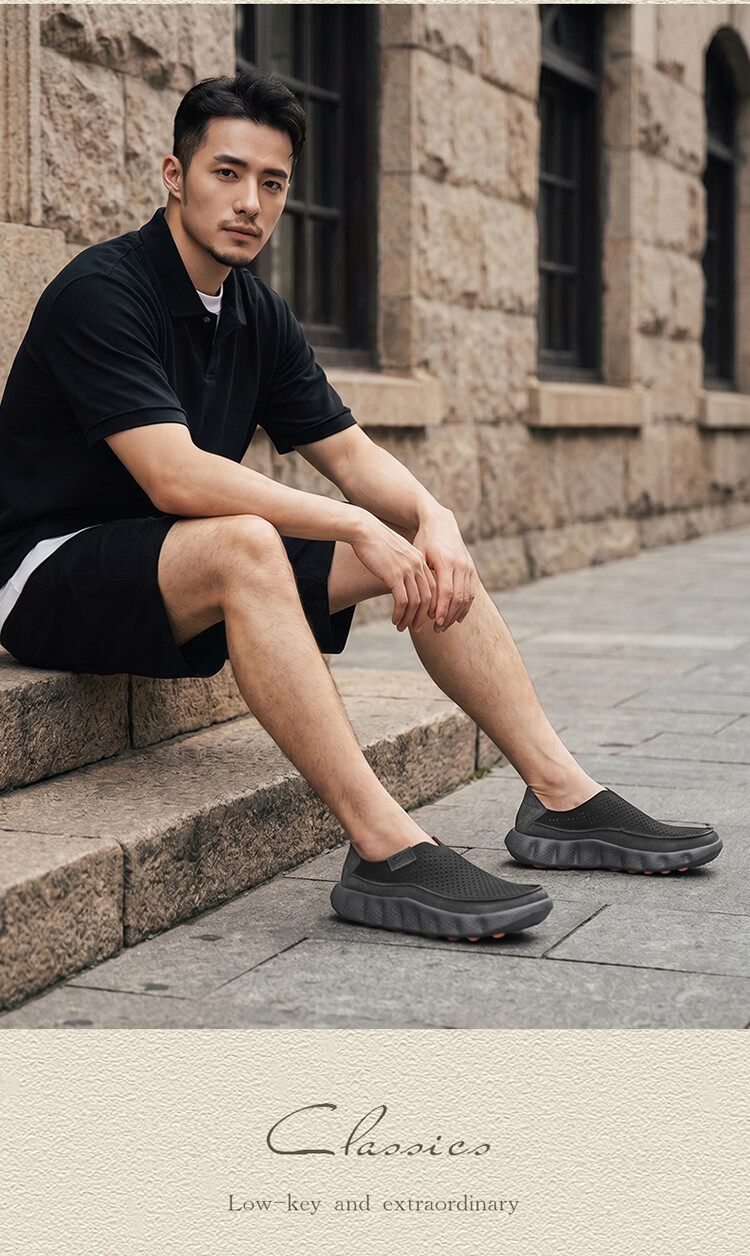 Seven Wolves Summer Breathable Men's Shoes 2026 New Style Perforated Hollow Slip-On Lightweight Comfortable Sports Sandals 26