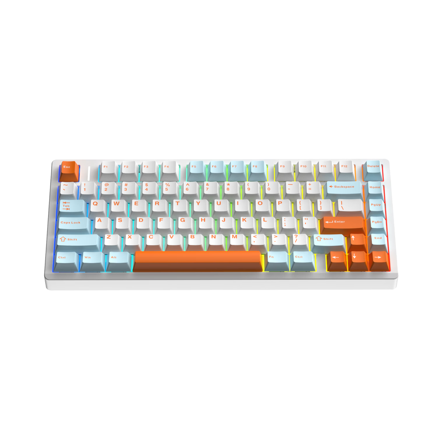 AULA M75 Custom Mechanical Keyboard Tri-Mode Aluminum Wired 2.4G Bluetooth Gasket Structure Gaming M75 Tri-Mode Lake Light White New Moon Switch