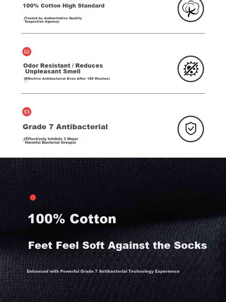 Pierre Cardin Men's Socks 100% Cotton Business Mid-Calf Breathable Sweat-Absorbing Non-Binding Socks Four Seasons 7 Pairs Pack 2