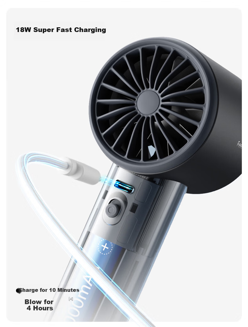 Jisu (JISULIFE) Handheld Mini Fan, High-Speed Energy-Saving Air Blaster, Compact Portable Powerful Long-Lasting Rechargeable Electric Fan, Pro1s Silver 20