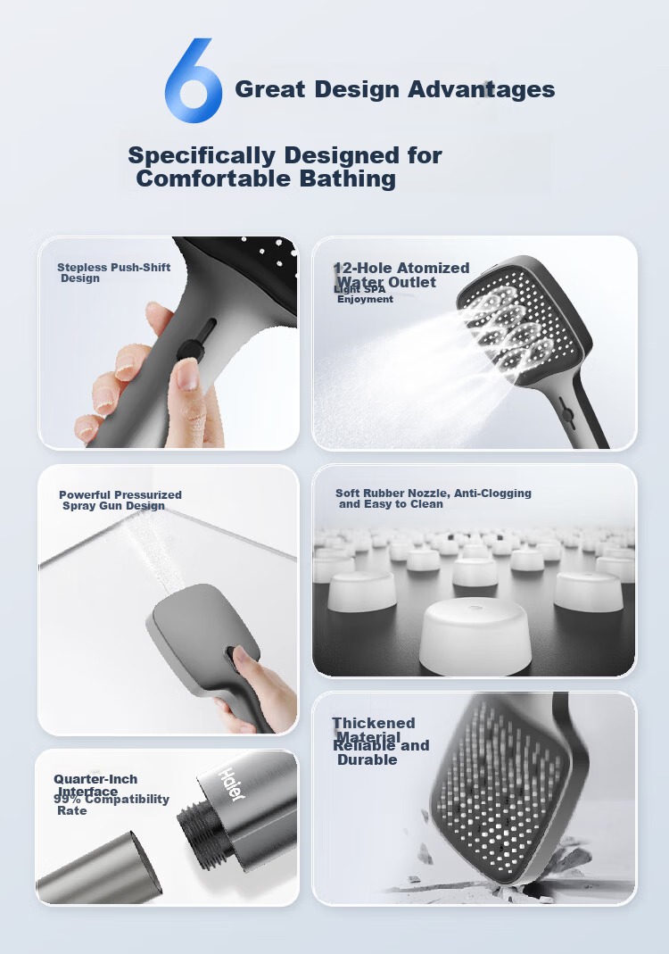 Haier Handheld Shower Head 3+1 Water Modes Anti-Scale Strong Pressure Boost Handheld Shower P331 2