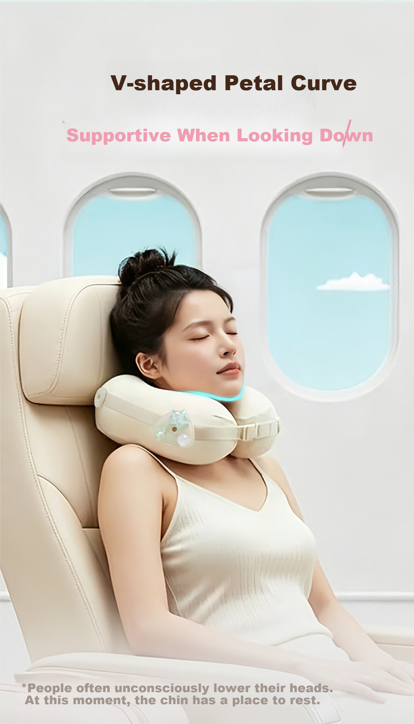 JueQingSong Adjustable U-Shaped Neck Pillow Travel Pillow for Airplane and High-Speed Train Portable DIY Ventilated Neck Support Cushion 6