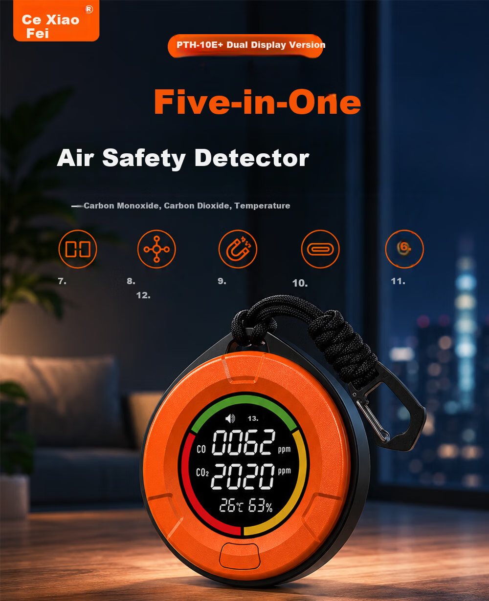 Cexiaofei Carbon Dioxide and Carbon Monoxide Detector Air Quality Monitor 1