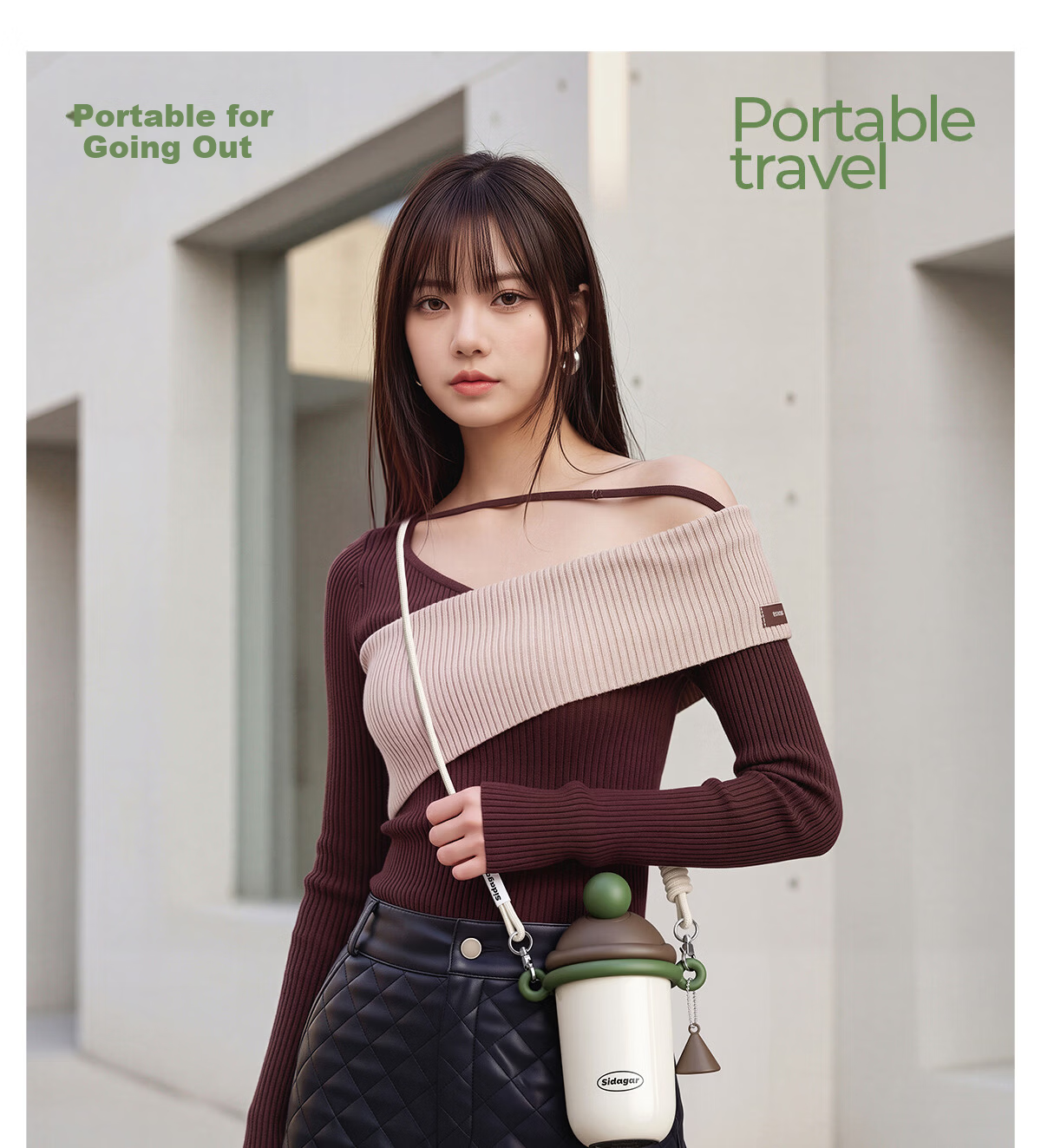 Shidajia Insulated Water Bottle for Women Outdoor Portable Straw High-Quality Seamless Liner Student Coffee Cup 17