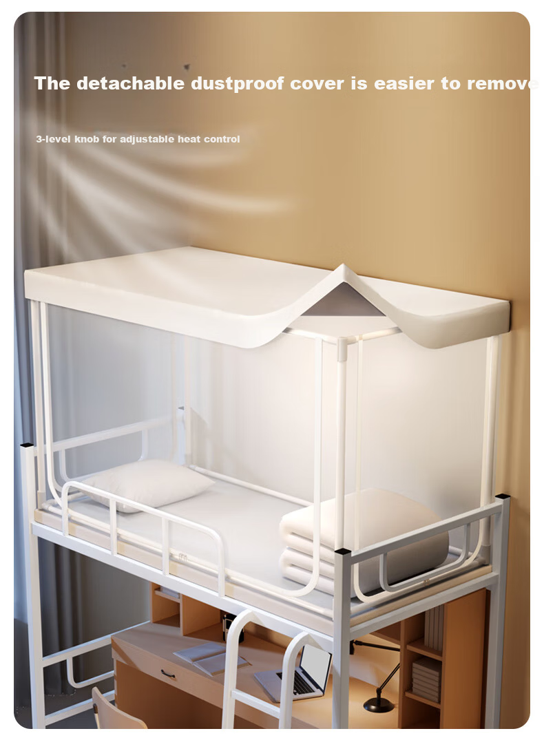 Lazy Infinity High School Student Dormitory Mosquito Net Universal Bunk Bed Mosquito Net Frame 0.9m Three-Door No Installation Dustproof Top 4