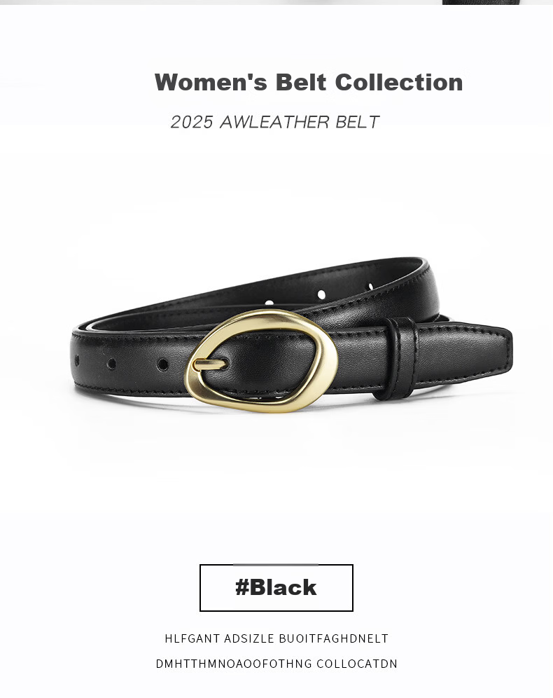 Half-Cigarette Style Women's Fashion Pin Buckle Belt Slim Durable Leather Decorative Skinny Belt for Jeans 10