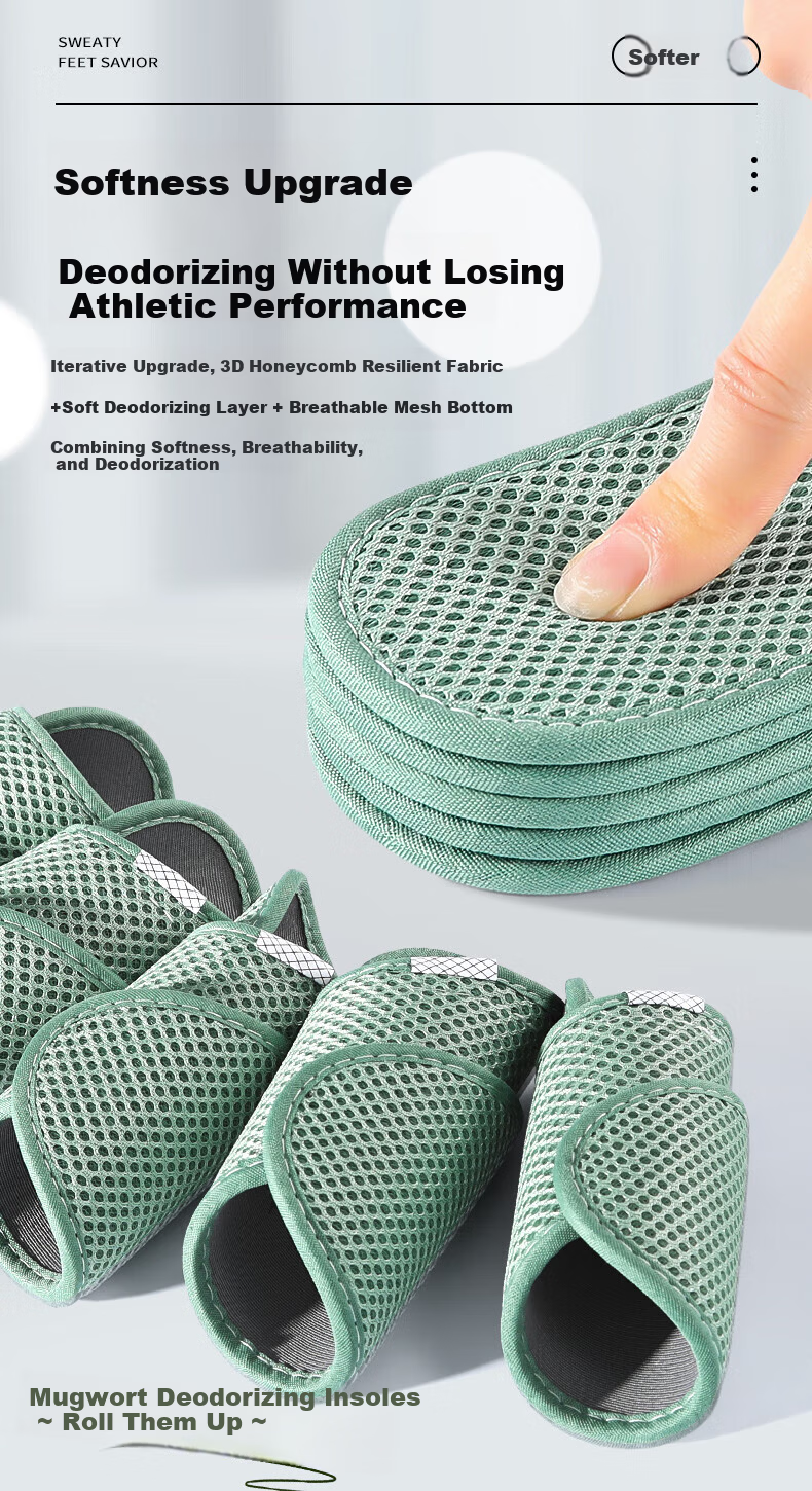 Bangnishijia 5 Pairs of Men's Insoles, Sweat-Absorbing, Fragrant, Odor-Eliminating, Breathable, Soft And Elastic, Antibacterial, Non-Stuffy for Summer Wear 9