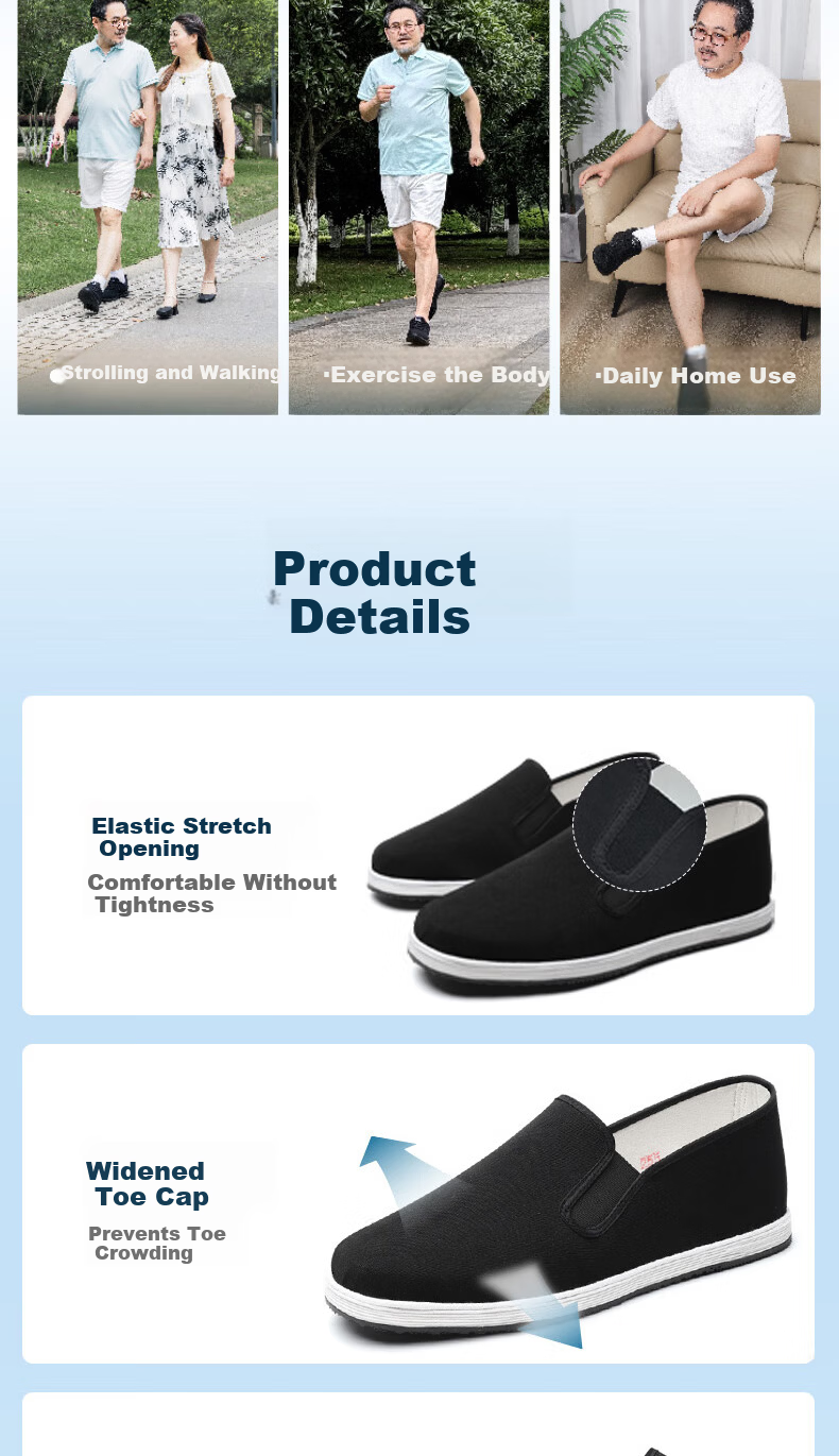 Lifeng Old Beijing Cloth Shoes Men's Handmade Thousand-Layer Sole Official Genuine Mugwort Breathable Black Work Single Shoes Black Size 39 6