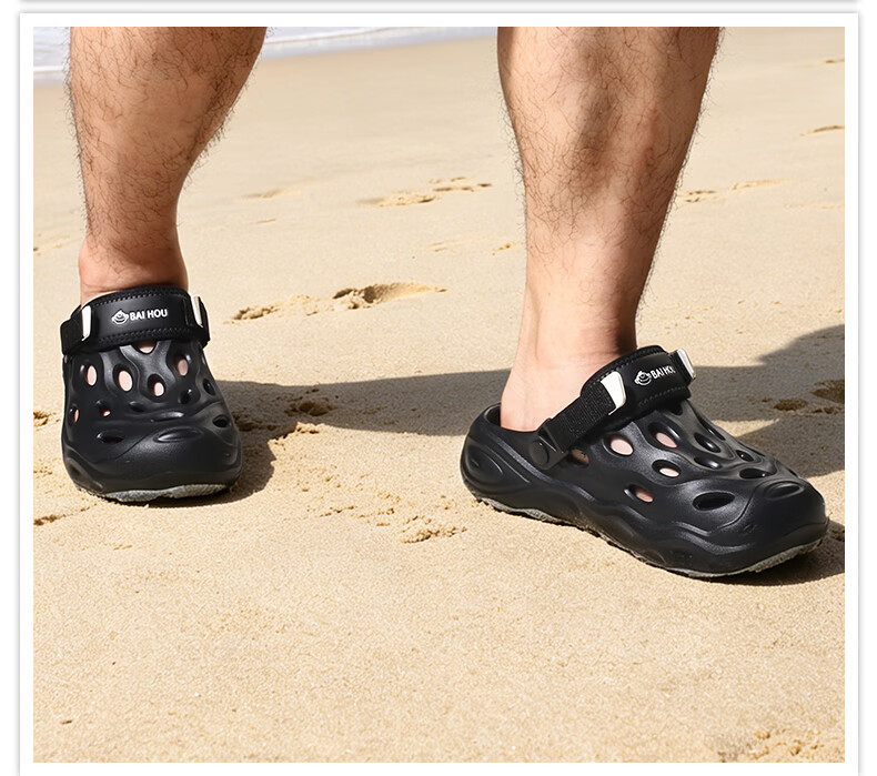 BAIHOU White Monkey Men's Summer Hollow Out Shoes Thick Sole Outdoor Sandals Men's Beach Shoes D-08 White Size 38-39 3