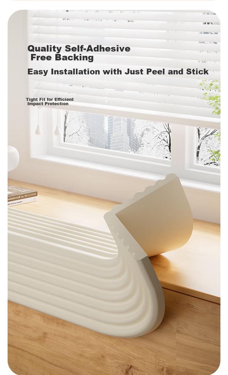 Bangbangzhu Thickened Self-Adhesive Free Anti-Collision Corner Guard Edge Cushion Window Sill Bed Soft Corner Protector Off-White 200*30*1.3CM 3