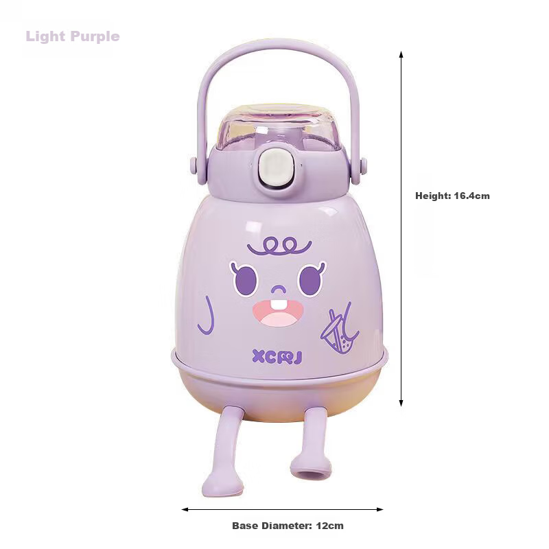 Jiwusenlin Children's Insulated Water Bottle Large Capacity Outdoor Cup 304 Stainless Steel Portable Student Puff Purple 750ml