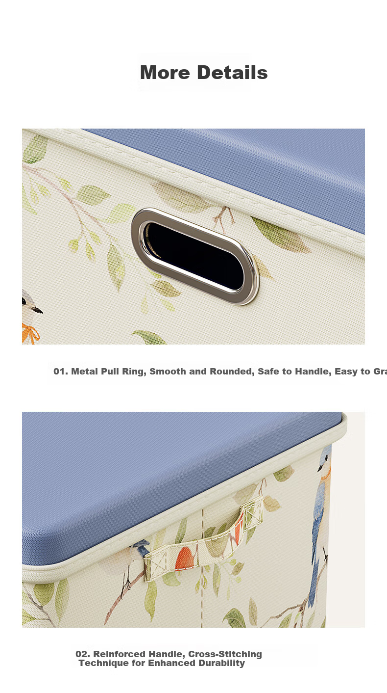 Bonnie Home Vintage Style Covered Clothes Storage Box Large Capacity Wardrobe Organizer for Down Jackets, Quilts, and Clothing Storage 7
