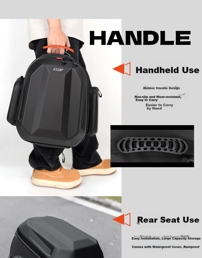 STAR FIELD KNIGHT Motorcycle Multifunctional 54L Rear Seat Bag Full Helmet Tail Bag Dual Shoulder Riding Backpack Hard Shell Helmet Bag SKB395 11